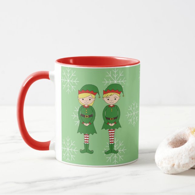 illusima Elf Kinder Weihnachten Schneeflocken Lich Tasse (Mit Donut)