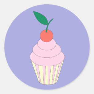 illusima Erdbeercupcake mit Kirsche oben drauf Runder Aufkleber