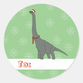 illusima Gray Long-Necked Dinosaur Weihnachten Runder Aufkleber