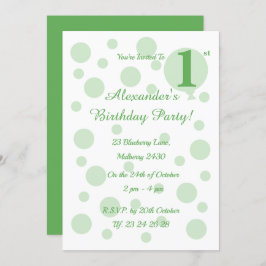 illusima Green Spots and Dots Boys 1. Geburtstag Einladung