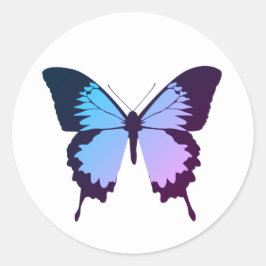 illusima Lila Blue Gradient Butterfly White Runder Aufkleber
