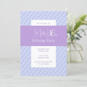 illusima Lila florale Muster Teens 16. Geburtstag Einladung