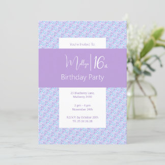 illusima Lila florale Muster Teens 16. Geburtstag Einladung