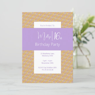 Illusima Lila Gelbe Blumenjugend 16. Geburtstag Einladung