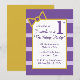 illusima Lila Stripes Girls Einladung