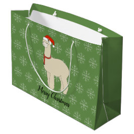 illusima Llama Christmas Snowflake Green Große Geschenktüte