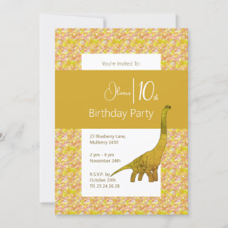 illusima Long Neck Dinosaur Yellow 10. Geburtstag Einladung