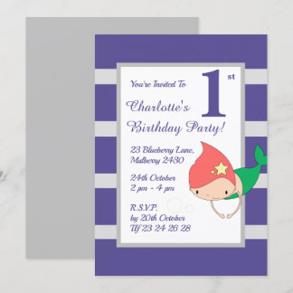 illusima Mermaid Lila Girls Geburtstagsparty Einladung