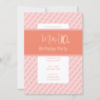 illusima Pink Peach Tones Floral 10. Geburtstag Einladung