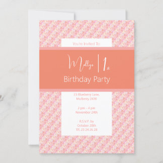 illusima Pink Peach Tones Floral 1. Geburtstag Einladung