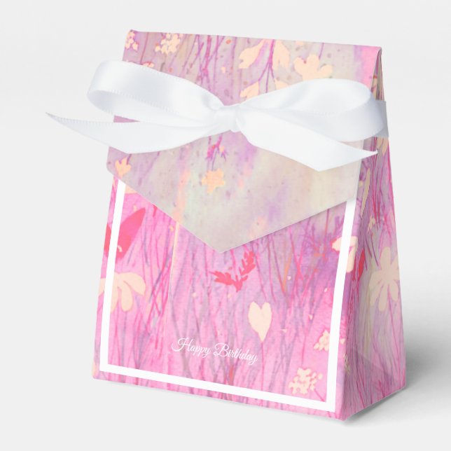 illusima Pink Wilde Blume Watercolor B'day Geschen Geschenkschachtel (Vorderseite)