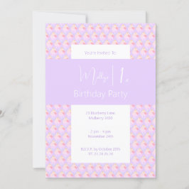 illusima Rainbow Cupcake Lila 1. Geburtstag Party Einladung