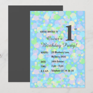 illusima Rainbow Pastel Doys Boys Blue Birthday In Einladung