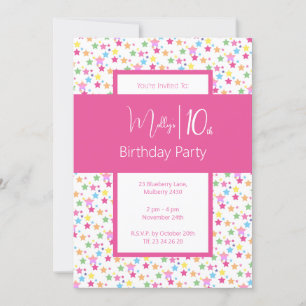 illusima Rainbow Stars Girls 10. Geburtstag Einladung
