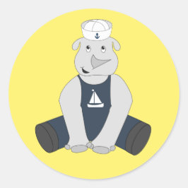 illusima Rhino Sailor Yellow Runder Aufkleber