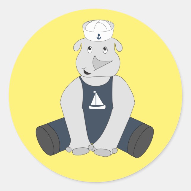 illusima Rhino Sailor Yellow Runder Aufkleber (Vorderseite)