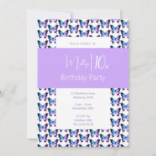 illusima Schmetterlingsmuster Lila 10. Geburtstag Einladung