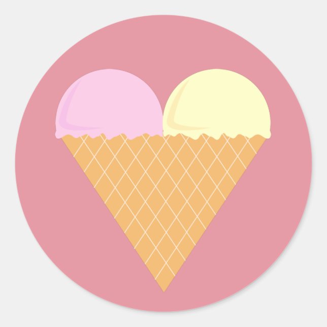 illusima Strawberry Banana Eiscreme Rosa Runder Aufkleber (Vorderseite)