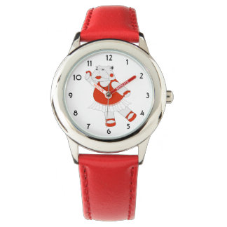 illusima Tanzender Nilpferd Rot Kinderuhr Armbanduhr