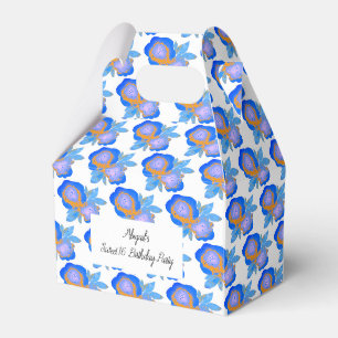 illusima Watercolour Gold & Blaue Blumen Sweet 16 Geschenkschachtel