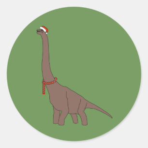 illusima Weihnachten Brauner Langhalsdinosaurier Runder Aufkleber