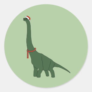 illusima Weihnachten Grün Langhals-Dinosaurier Runder Aufkleber