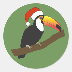 illusima Weihnachts-Tukan Runder Aufkleber
