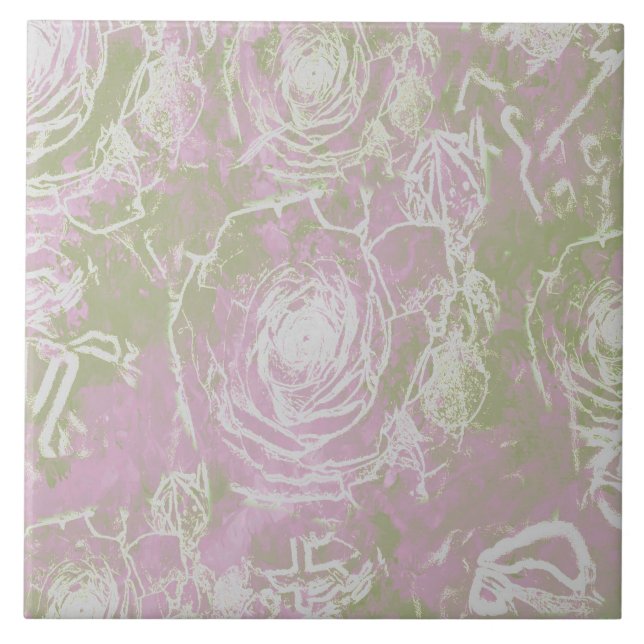 Illusion der Rose - Rosa rot Fliese (Vorderseite)