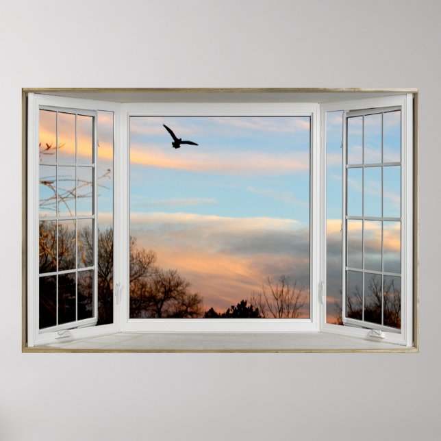 Illusion des Fensterfensters für den Sonnenunterga Poster (Vorne)