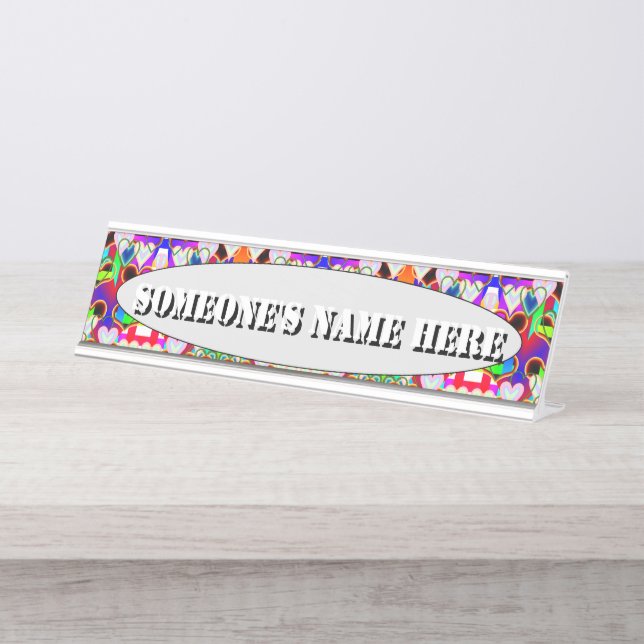 Illusion des Herzens von Kenneth Yoncich Schreibtischnamensplakette (Vorderseite )