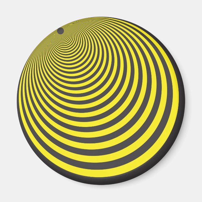 Illusion gelber und schwarzer Kugel Magnet (Vorne)