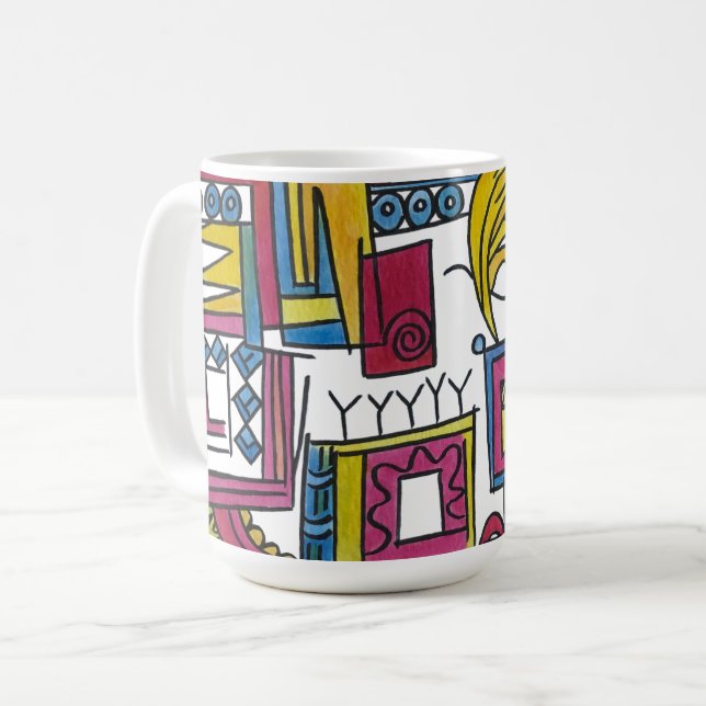 Illusorisch-verspielte moderne Wasserfarbenkunst Kaffeetasse (Vorderseite Links)