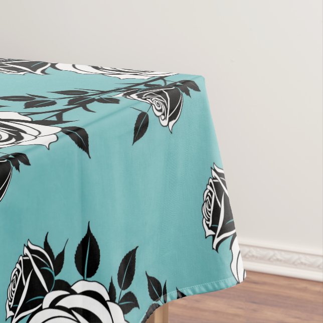 Illustrated Black And White Roses  Tischdecke (Beispiel)