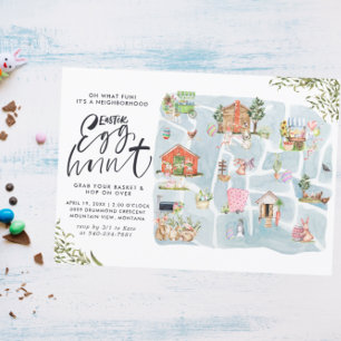 Illustrated Map Neighborhood   Easter Egg Hunt Einladung