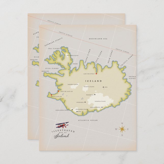 Illustrated map of Iceland (Vorne/Hinten)