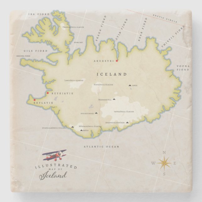 Illustrated map of Iceland Steinuntersetzer (Vorderseite)