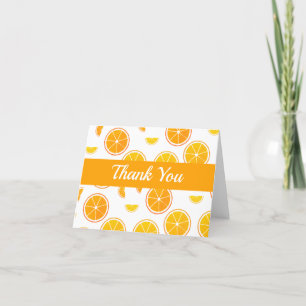 Illustrated Orange Slice Fruit Food Pattern Dankeskarte