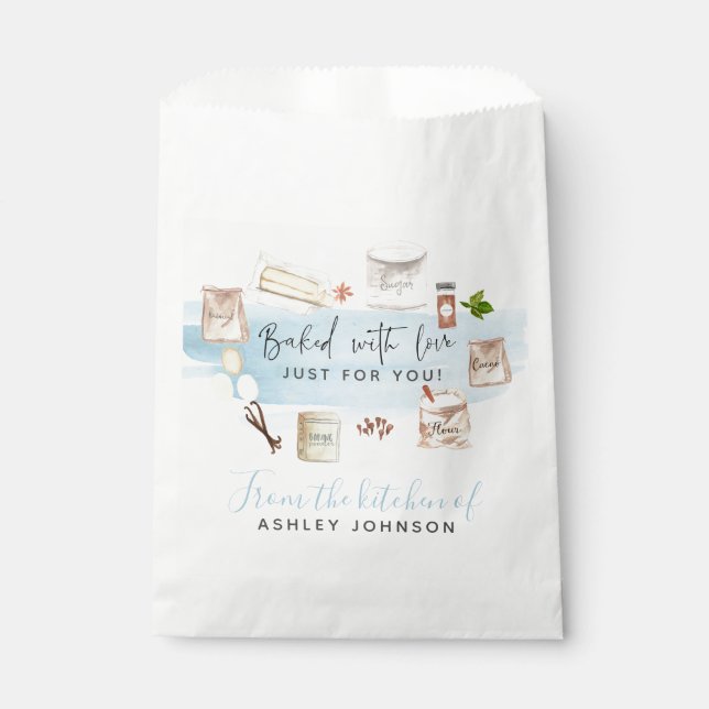 Illustrated Watercolor Baked with Liebe Geschenktütchen (Vorderseite)