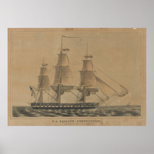 Illustration (1846) von Vintagen Schiffen der USS  Poster (Vorne)