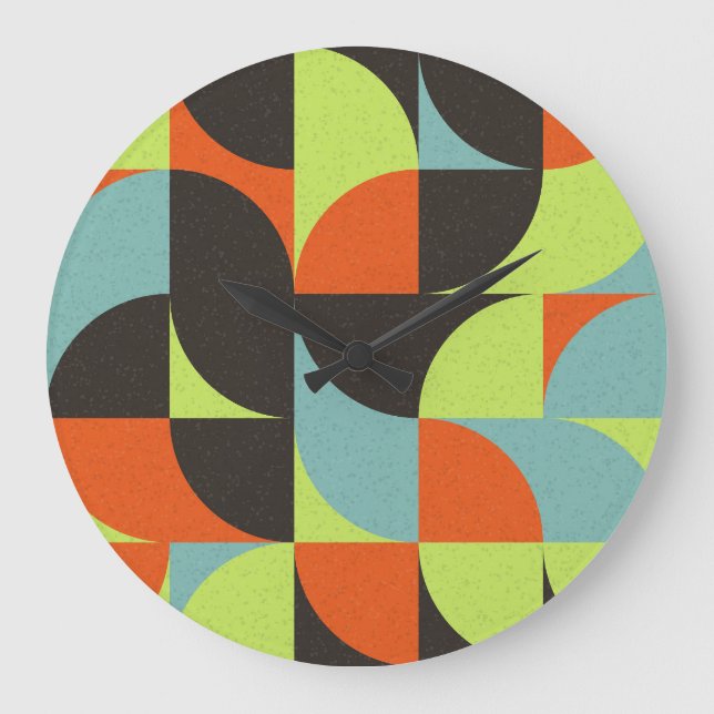 Illustration abstrakt geometrischer Computerkunst Große Wanduhr (Vorderseite)