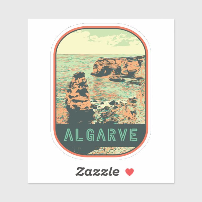 Illustration Algarve Portugal Sticke Aufkleber (Blatt)