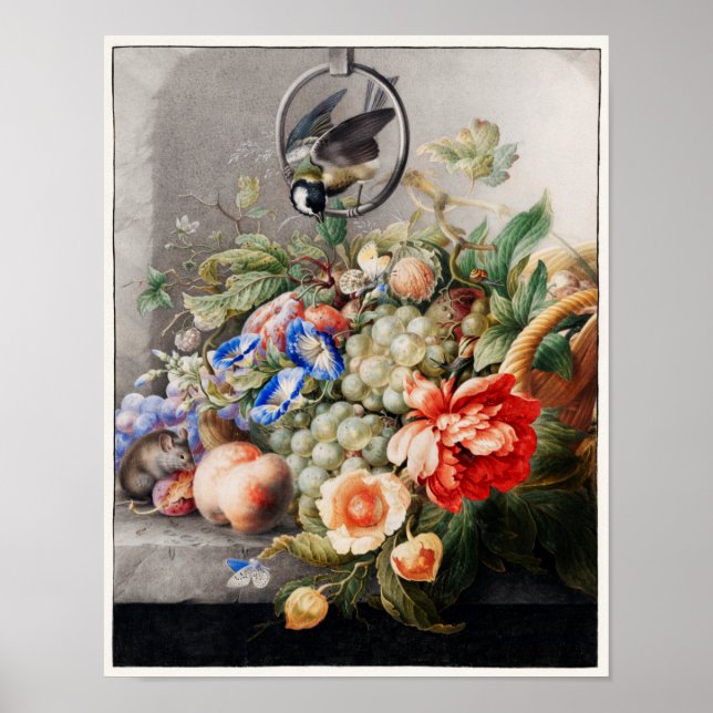 Illustration alter Blumen Poster (Vorne)