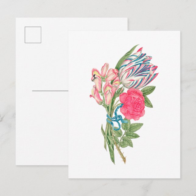 Illustration alter Blumen Postkarte (Vorne/Hinten)