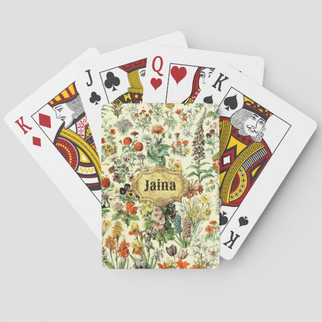 Illustration alter Botanik Spielkarten (Rückseite)