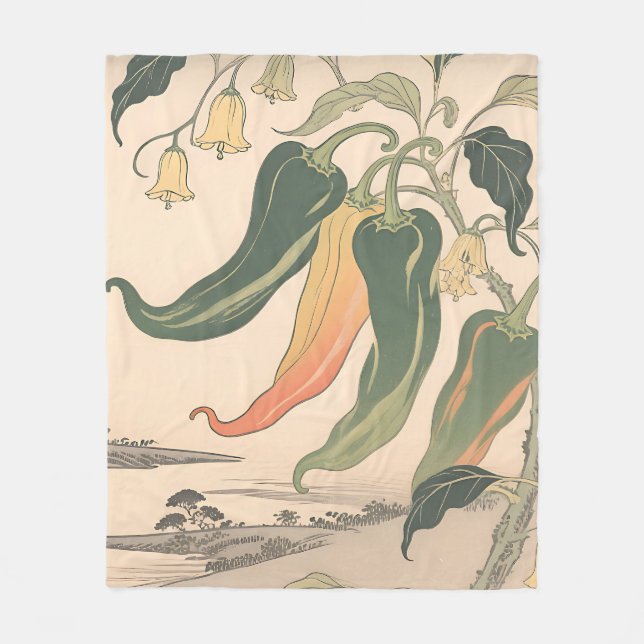 Illustration alter Chili-Pfeffer Fleecedecke (Vorderseite)