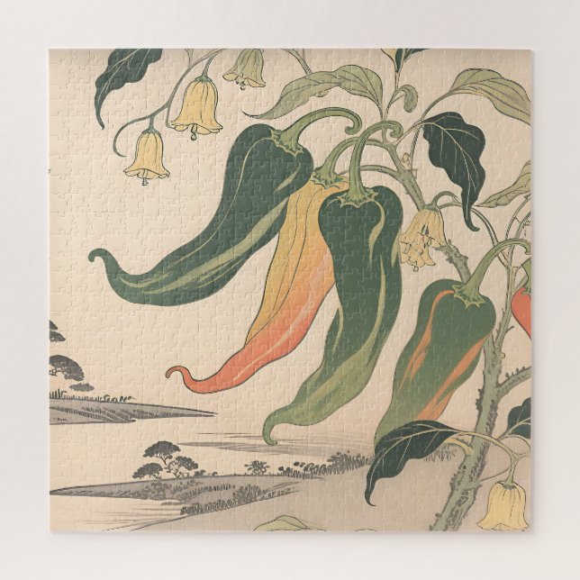 Illustration alter Chili-Pfeffer Puzzle (Vertikal)