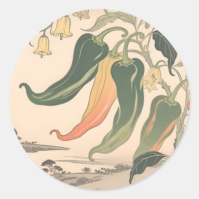 Illustration alter Chili-Pfeffer Runder Aufkleber (Vorderseite)