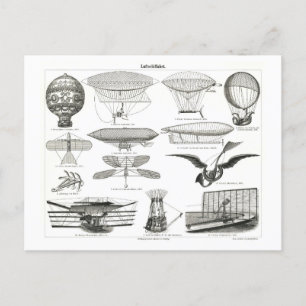 Illustration alter Flugmaschinen Vintage Postkarte