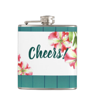 Illustration Aquarellfarbe Rosa und Weißes Petunia Flachmann