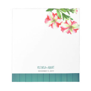 Illustration Aquarellfarbe Rosa und Weißes Petunia Notizblock